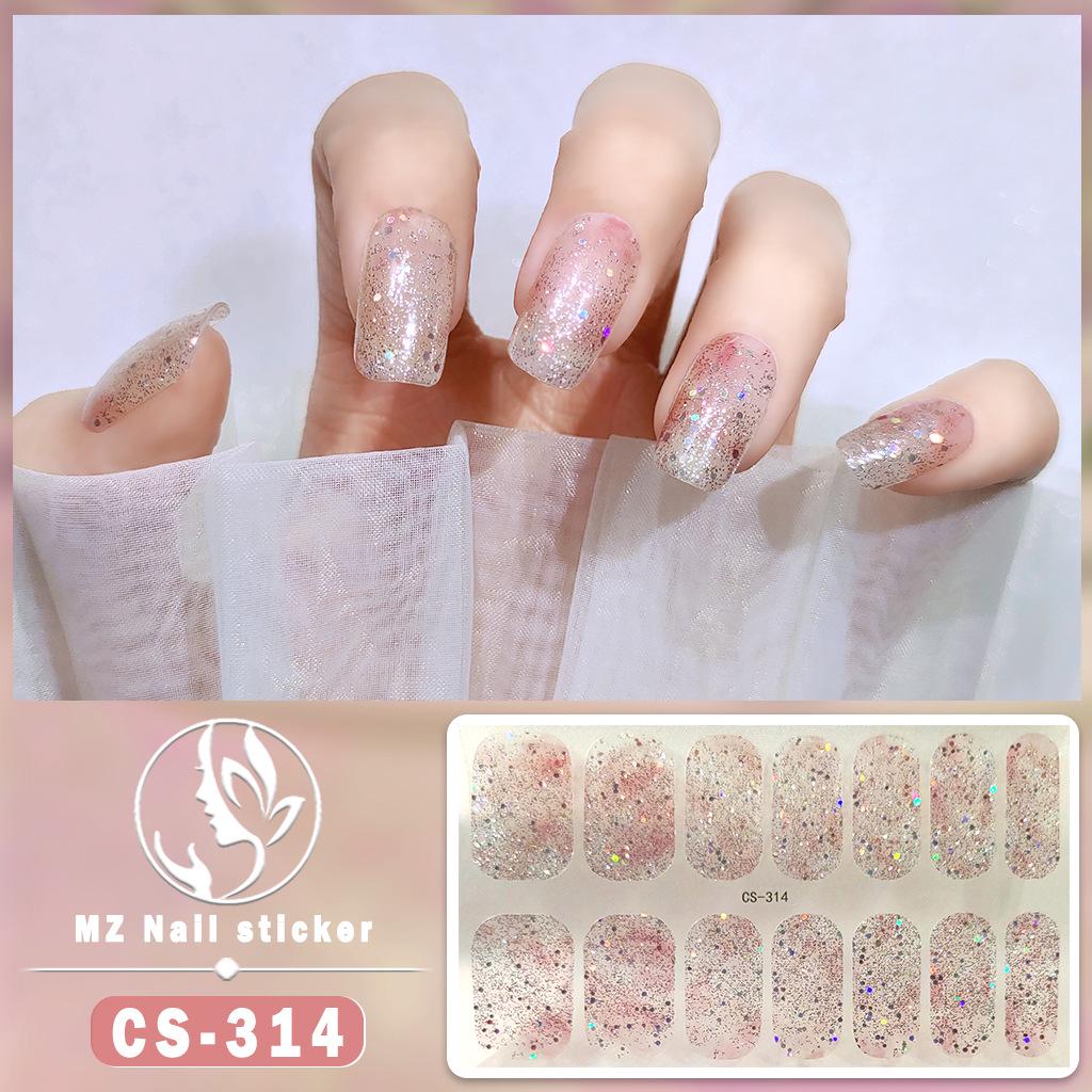 CS Waterproof No-Bake Gel Nail Polish: Full-Cover Korean-Style Multi-Color Glitter Nail Art Stickers
