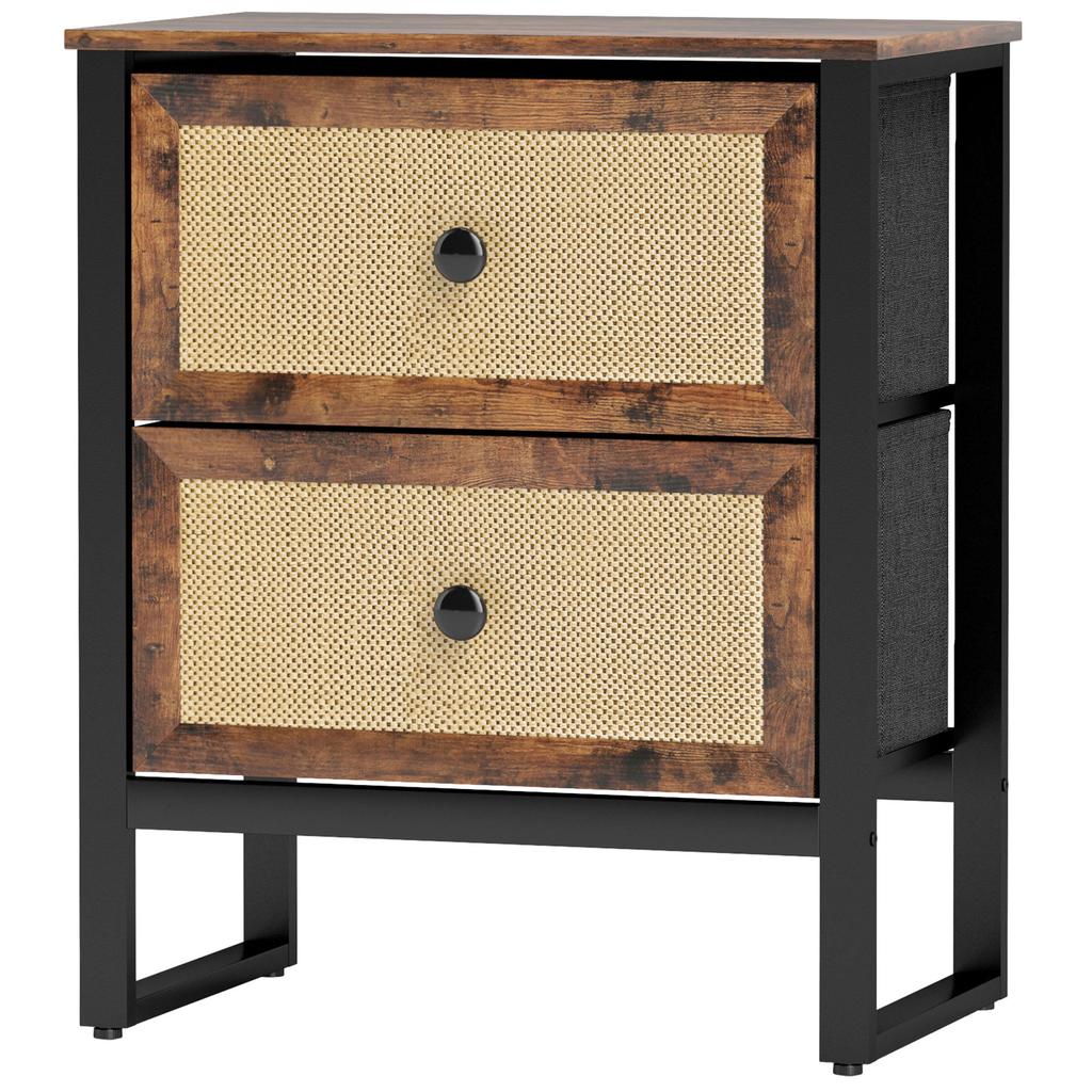 Industrial-Natural Bedside Table - Brown