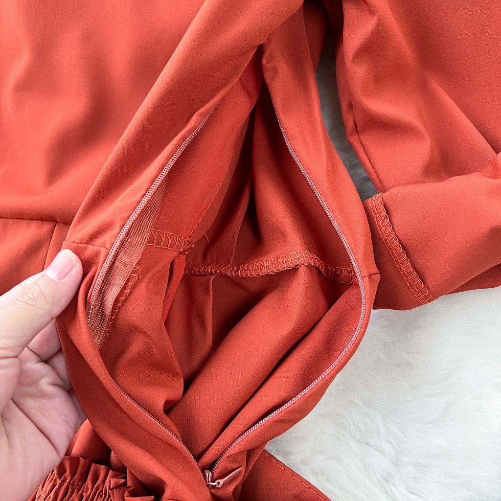 Vintage Spring Autumn Women Dress French Turn-down Collar Full Sleeve Solid Color A-line Female Long Shirt Dresses