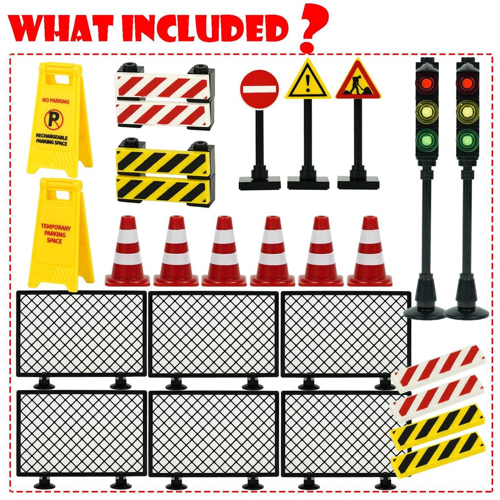 City street building block traffic cone signs, parts, construction, military, toys.
