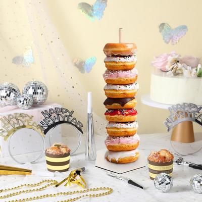Yousheng Wooden Donut Stand Holder Quick Assembly Bagel Display Tower Sturdy Doughnut Holder Stand for Dessert Table Party Wedding Birthday
