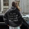 Women's Fashionable Hooded Lettered Street Loose Jacket