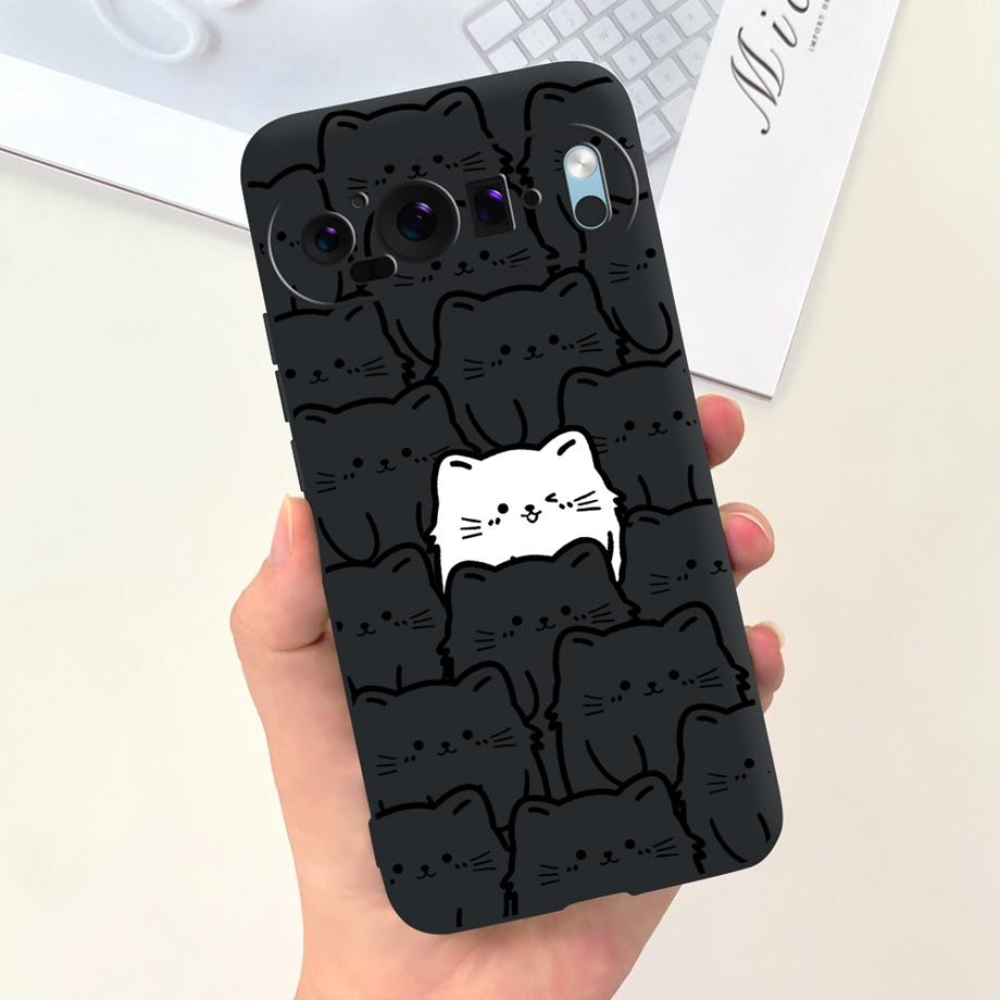 Cartoon Black Cat Cool Style Phone Case For Google Pixel 9 9Pro 7 6 6a 6Pro Coque Fundas Ultra Soft Silicone TPU Bumper Cover