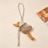 1Pcs Cartoon Car Keyring Pu Duck Keychain Leather Material Yellow Duck Pendant Lightweight Hanging Rope Handbag Accessory