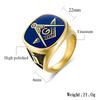 Anello Massonico Blu Oro Vintage Acciaio al Titanio Punk Retro Hip Hop Gioielli Fratellanza per Uomini Accessori Massonici