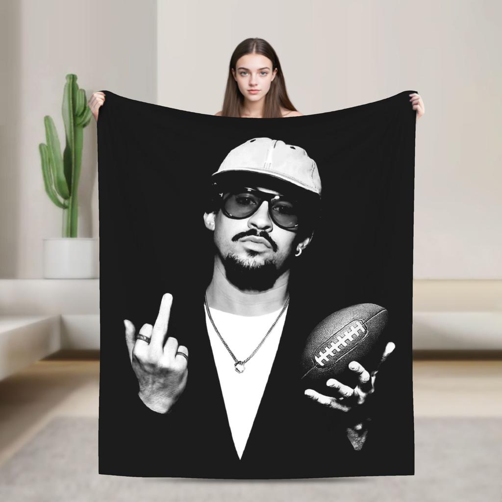 Bad Bunny Football Bad Benito Bowl Blankets Plush Throw Blankets Summer Air Conditioning Decoration Ultra-Soft Warm Bedsprea,