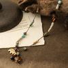 Autumn and Winter New Amber Streamer Tiger's Eye Stone Natural Stone Woven Long Sweater Chain Retro Exquisite Baby Elephant Stacked Necklace