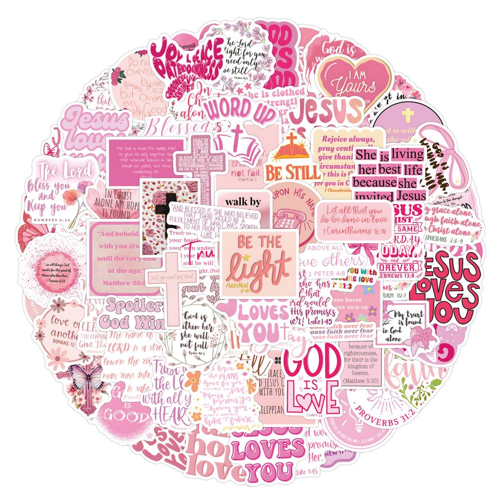 110 Pink Bible Pink Inspirational Classical Chinese Graffiti Stickers Scooter Laptop Stickers