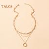 3Pcs Layered Stackable Choker Necklace Exquisite Circle Pendant Clavicular Chain Jewelry for Women Teen Girls Hypoallergenic Versatile Sweet Necklace