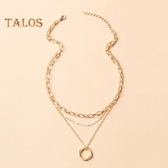 3Pcs Layered Stackable Choker Necklace Exquisite Circle Pendant Clavicular Chain Jewelry for Women Teen Girls Hypoallergenic Versatile Sweet Necklace