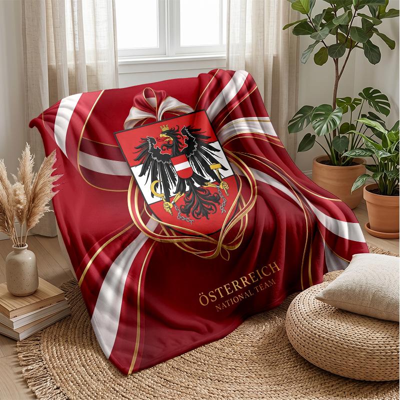 Austria Football Printed Flannel Blanket Skin Friendly Warm Decorative Throw for Indoor Couch Bed Daily Use