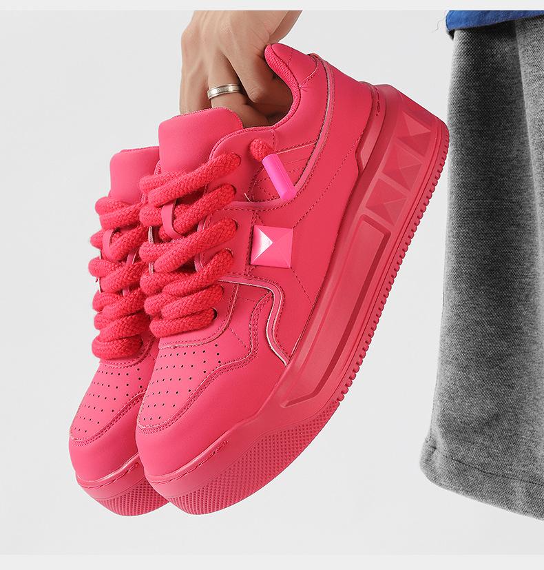 European Station 2025 Autumn and Winter New White Rivets Sports and Leisure Platform Fashion White Shoes Muffin Shoes