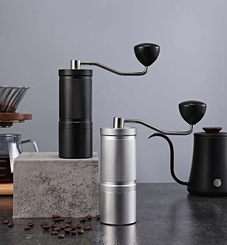 Stainless Steel Manual Coffee Grinder with External Adjustment and Seven-Star Ghost Teeth for Pour-Over Brewing
