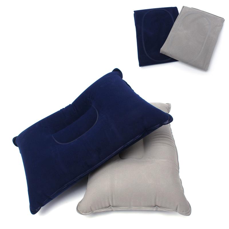 Inflatable Pillow For Camping Travel Pillowes Flocked Fabric Air Pillowes For Comfortable, Ergonomices Inflating Pillowes
