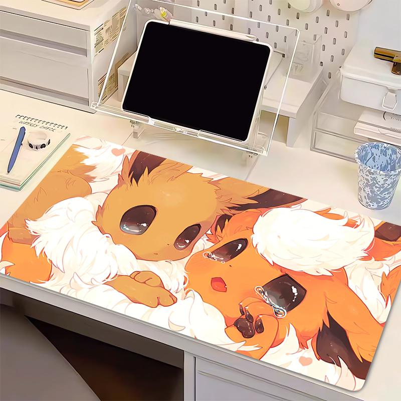 Natürliches Gummi Mauspads Pokemon Eevee Verriegelte Kante Gaming Zubehör Großer Computer Gamer Tastatur Mausmatte Schreibtisch Mauspads Für Geschenk
