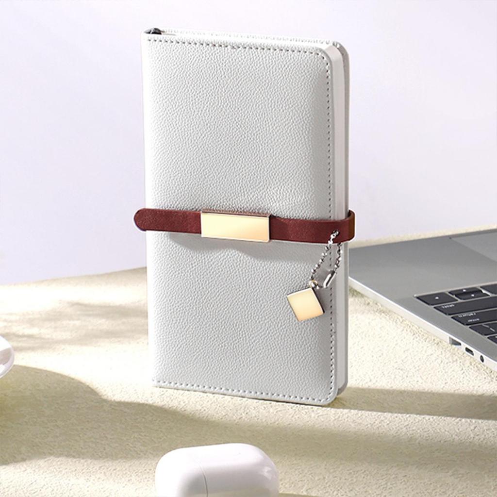 A6 litchi leather thickened student subject notebook, small buckle diary, pocket work notebook, business meeting record book, travel log