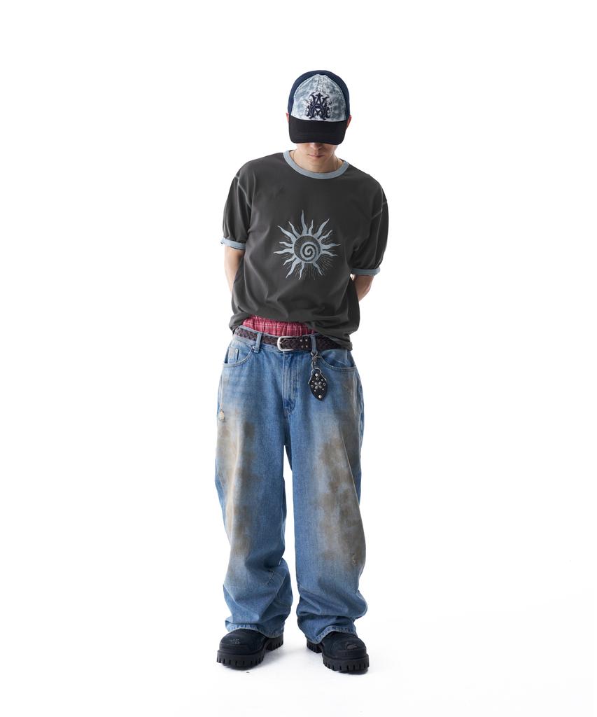 AAKAM Cracked Sun Ringer Top (Dark Gray)