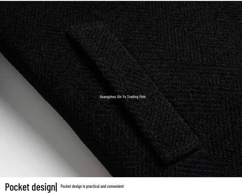 Men's Winter Plush Wool Coat, Warm Long Chenille Jacket for Middle-Aged and Elderly