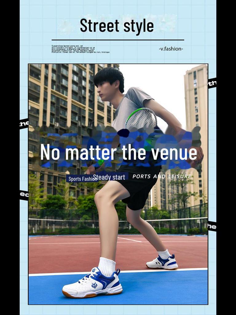 Sapatos Masculinos Respiráveis com Absorção de Choque Antiderrapantes para Badminton e Tênis de Mesa - Leves e Profissionais