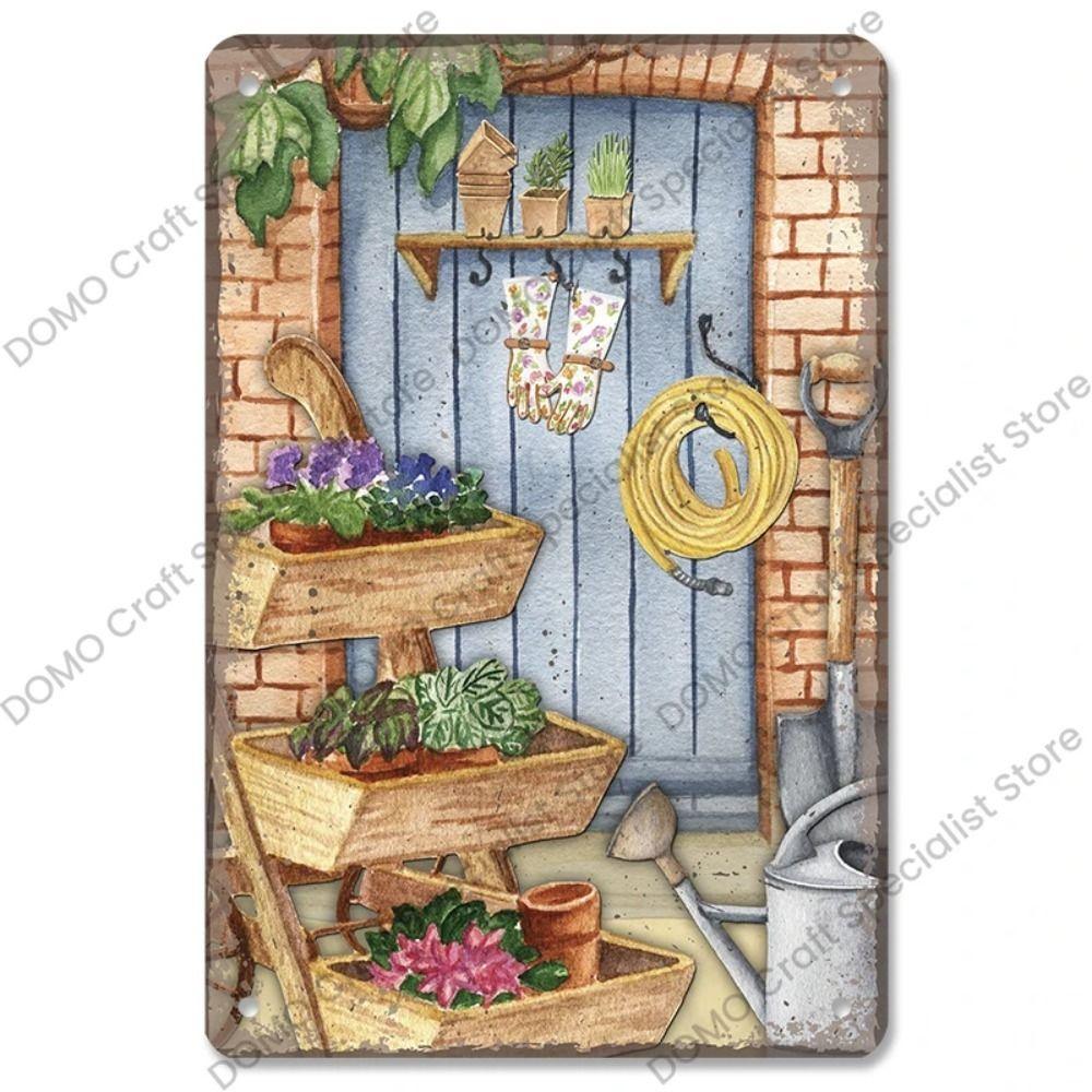 

Metal Garden Sign Retro Floral Decor 20x30 cm Outdoor Wall Art