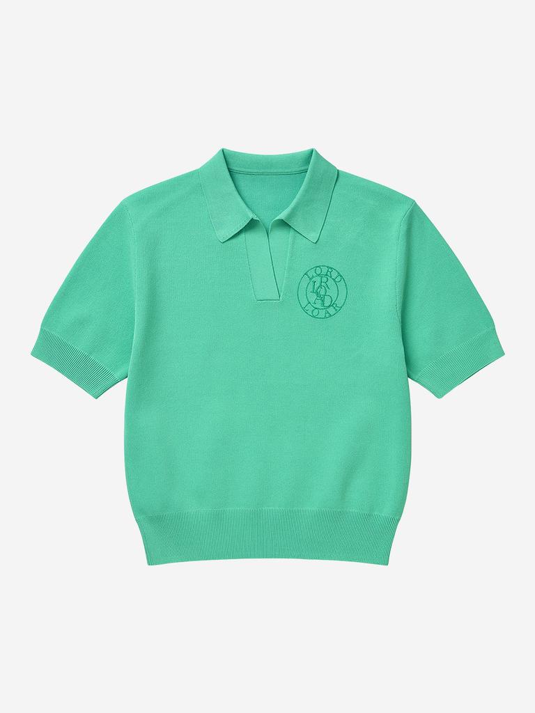 LORDLOAR Signature Collared Short Sleeve Knit Green