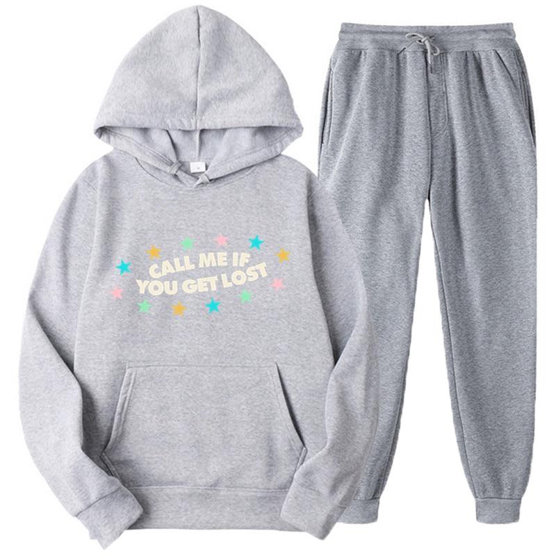 Call Me If You Get Lost Alphabet Printed Men Women Tracksuit Set Casual Hoodie And Pants 2pcs Sets Oversized Fashion Men Clothes