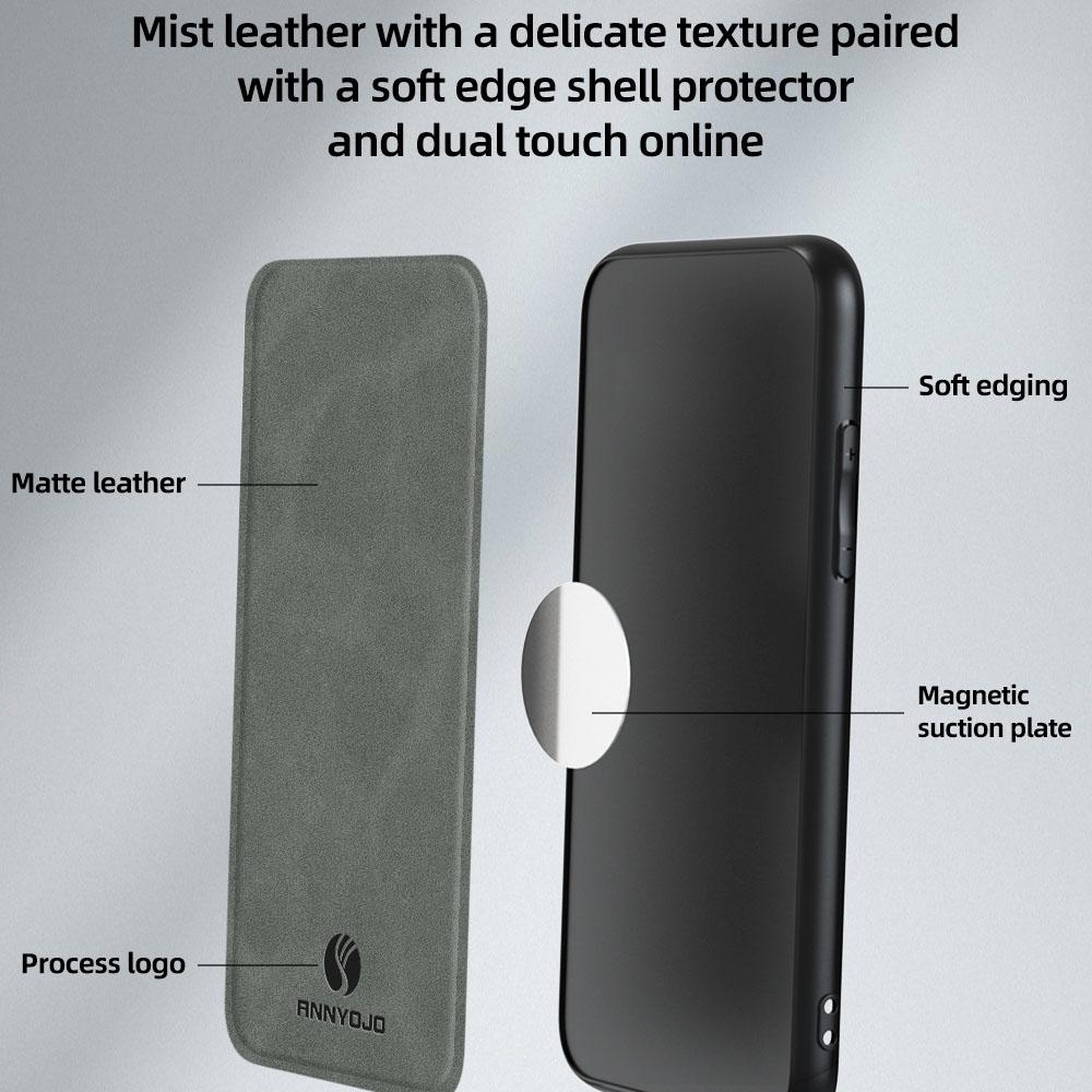 ANNYOJO Pro Xiaomi Redmi Note 14 5G Pouzdro PU Kůže+PC+TPU Ochranný Kryt Zadní Strany Telefonu proti Pádům