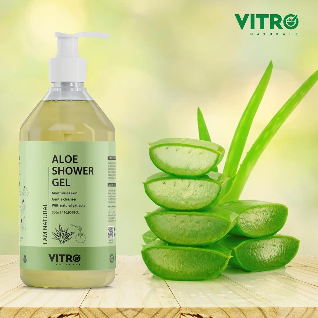 Vitro Aloe Vera Shower Gel | Hydrating and Nourishing Body Wash with Aloe Vera, Glycerin, and Honey | 500ml