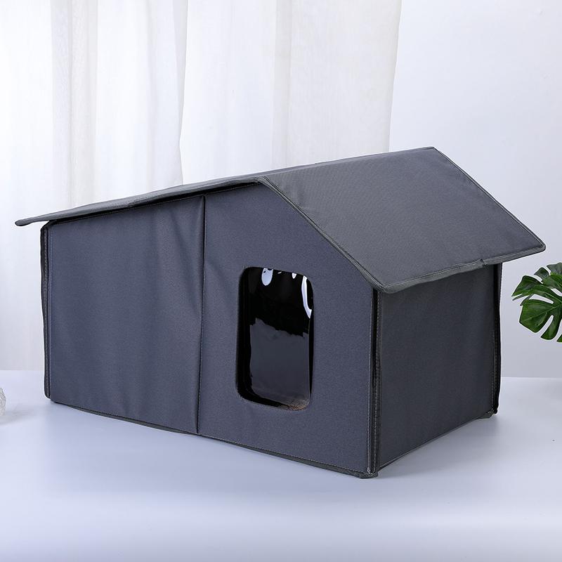

Outdoor Stray Cat Bed House Waterproof Warm Winter Dog House Foldable All Seasons Nesk Cats Puppy Universal Tent Detachable Pet 43X53X33CM серый