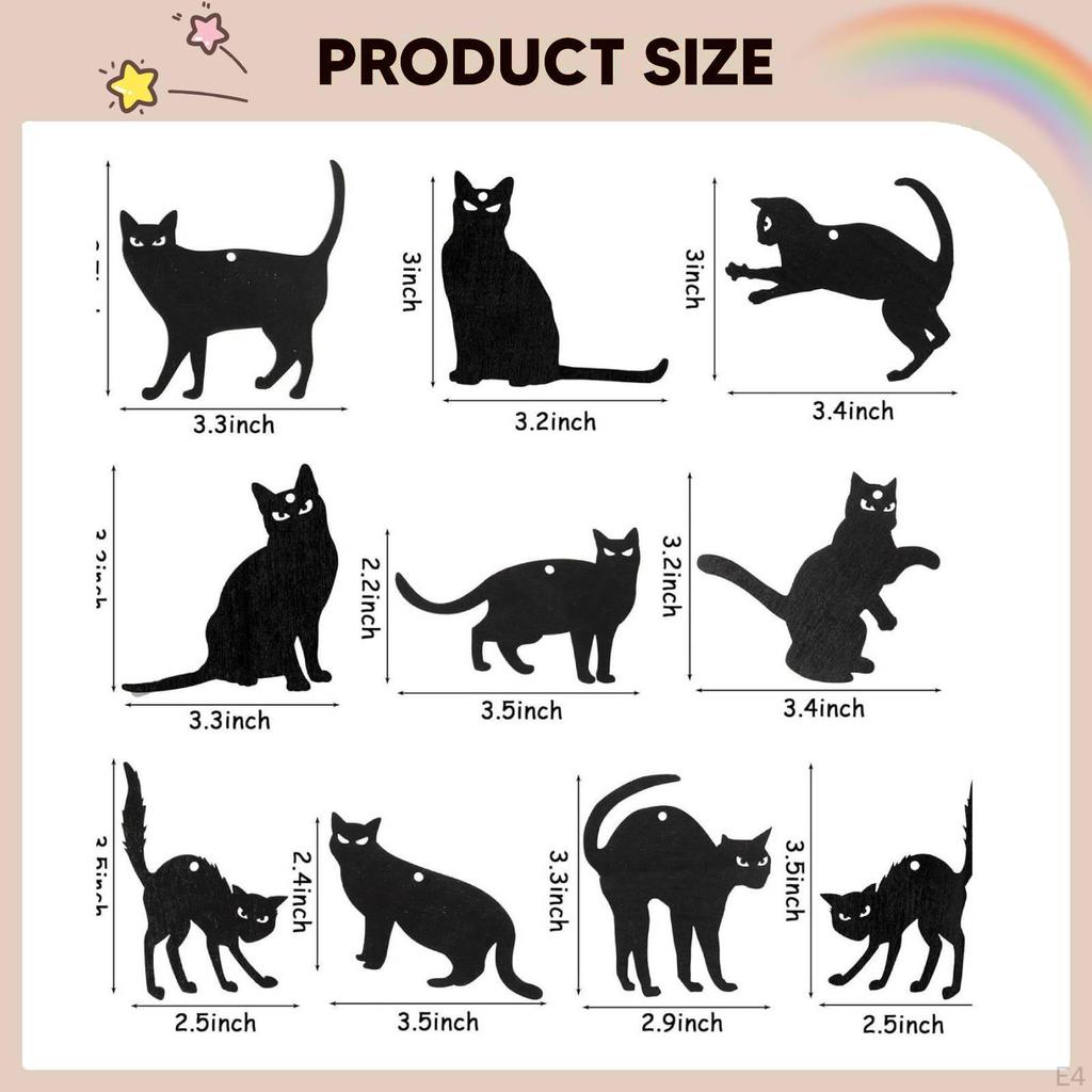 Halloween Black Cat Silhouette Decor Wooden Ornaments Decorations for Ceilings