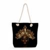 Multifunctional Cool Black People Printed Thick Rope Shoulder Beach Bag Casual Large Capacity Handbag 0114