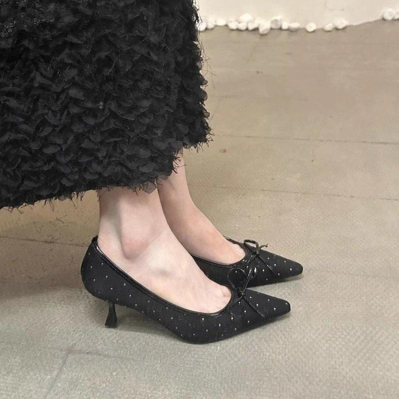 2025 New Brand High Heels Women Butterfly-knot Elegant Pointed Pumps Female Fashion Comfy Low Heel Dress Shoes Zapatos De Mujer