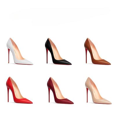 Fashion New Pointed Shallow Mouth High Heels with Thin Heels, Matte Fashion White Commuting Single Shoes, Soft Sole Size