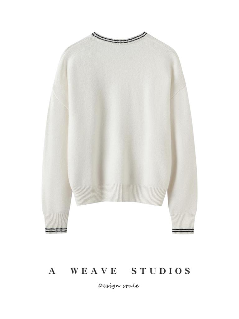Women's Cashmere Knit Sweater - Autumn/Winter Loose Fit, Versatile Style