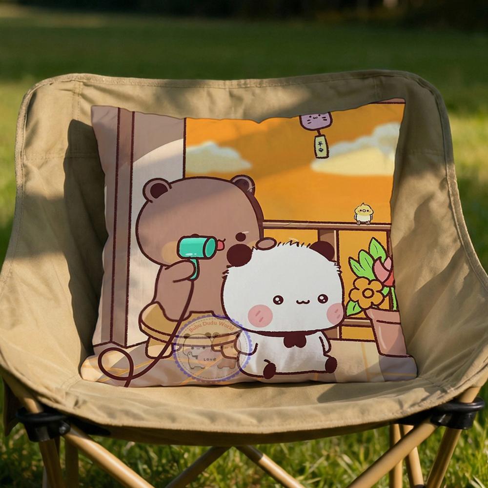Cute BBUBU DUDUS Cushion Cover Soft Reversible  Durable Pillow Cover  MultiScene Use for Home  Car Daily Comfort