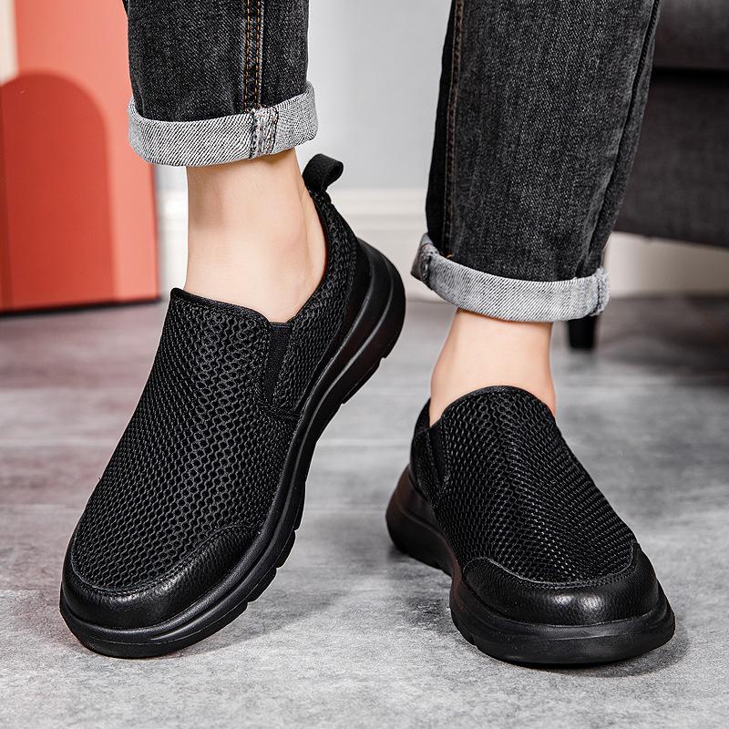 Non-slip and Breathable Mesh Autumn Middle-aged and Elderly Shoes Dad One-pedal Men's Shoes Summer Casual Mesh Shoes Soft-soled Shoes
