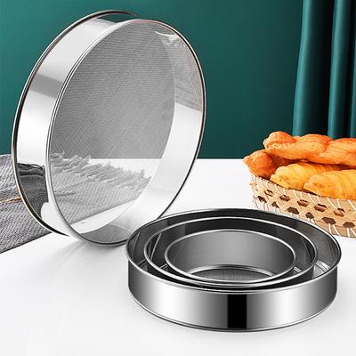 4Pcs/Set Professional Round Stainless Steel Flour Sieve 60 Mesh Fine Mesh Flour Sifter Multifunctional Filter Baking Pastry Tool