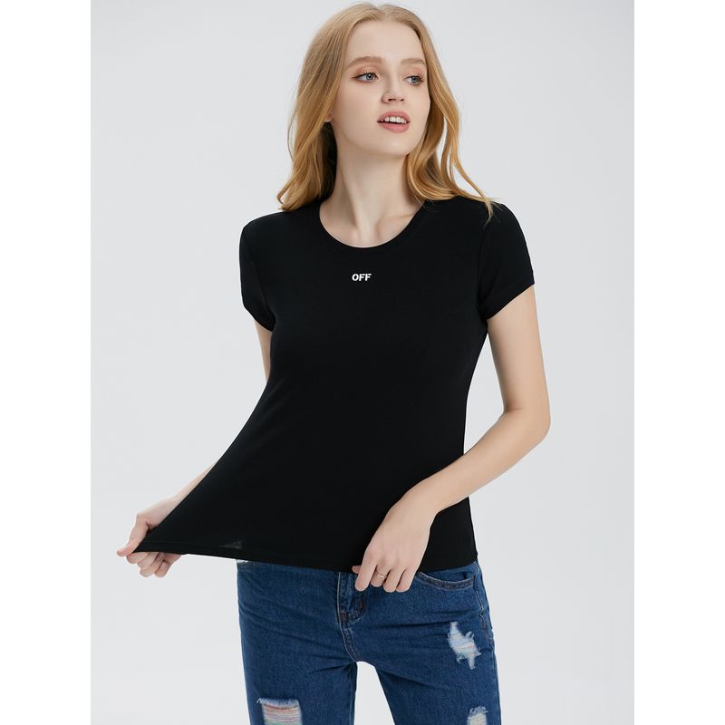 Celebrity Style Fashion Letter Short-Sleeved T-shirt for Women 2025 Summer New Arrival Silm Slimming Cotton T-shirt Undershirt