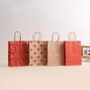 10Pcs Kraft Paper Gift Bags Large Capacity with Handles Love Print Handbag Storage Bag Valentine Day Festival Supplies