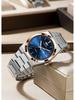 Men's Ultra-Thin Luminous Quartz Watch with Steel Band and Double Calendar, Waterproof.