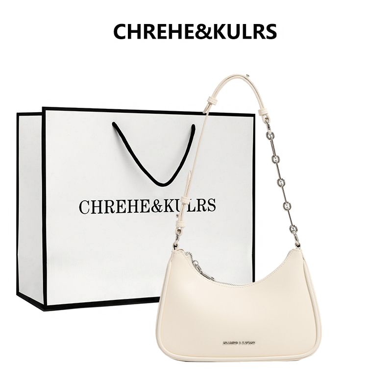 

Chrehe & Kulrs Дизайн для особых интересов Настоящая кожа Сумка под мышкой Женская 2025 Новое поступление Модная сумка-селенодонт Сумка через плечо White [counter genuine goods collection gift bag]]