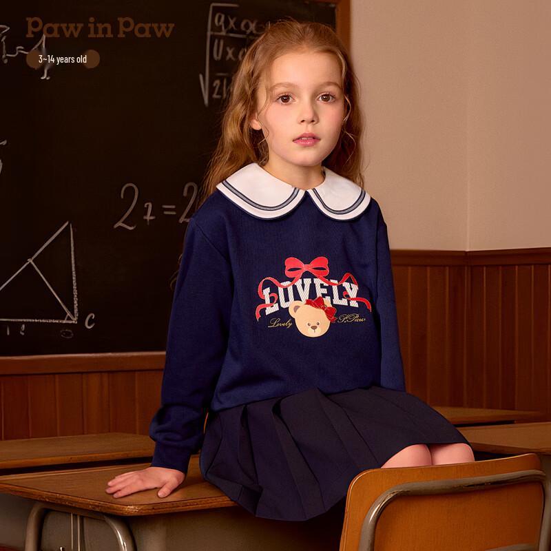 PawinPaw Girls  Bear Print Crewneck Sweatshirt 120