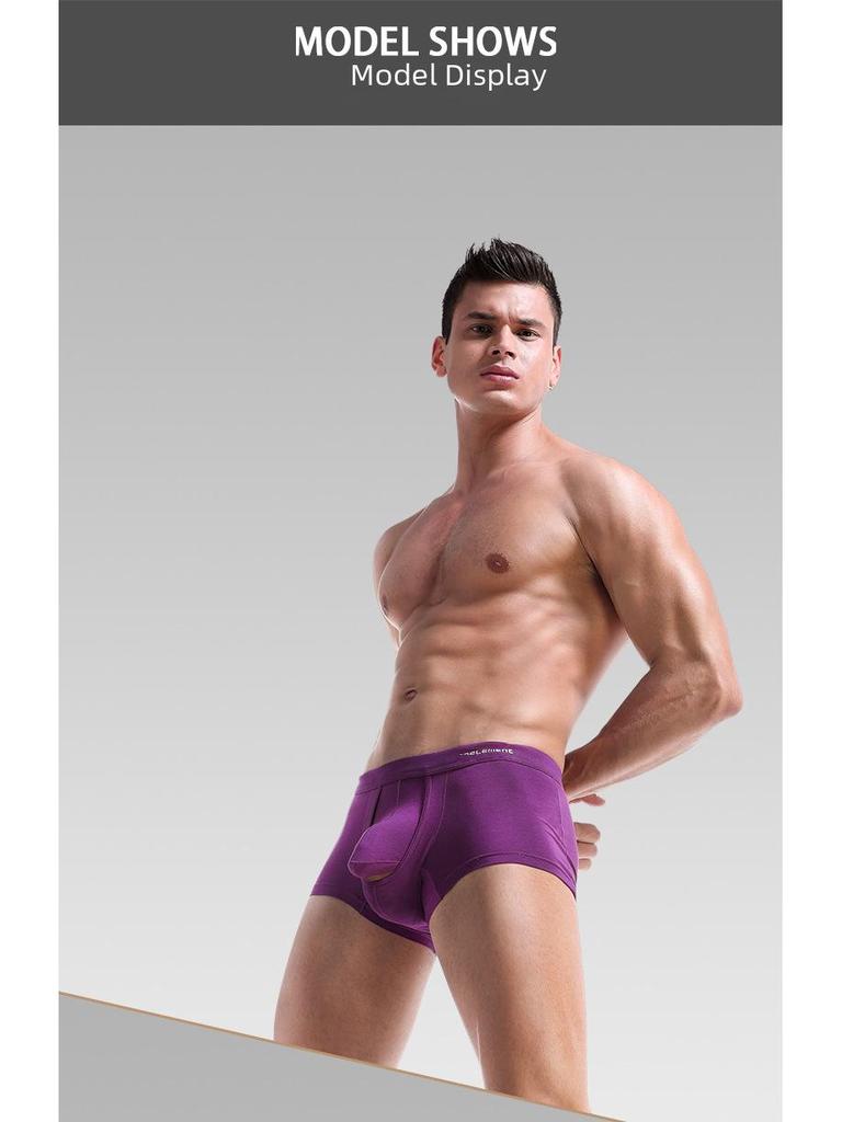 Slip boxer U-Convex pentru bărbați, de culoare uni, cu suport scrotal pentru tineret și husă de separare.