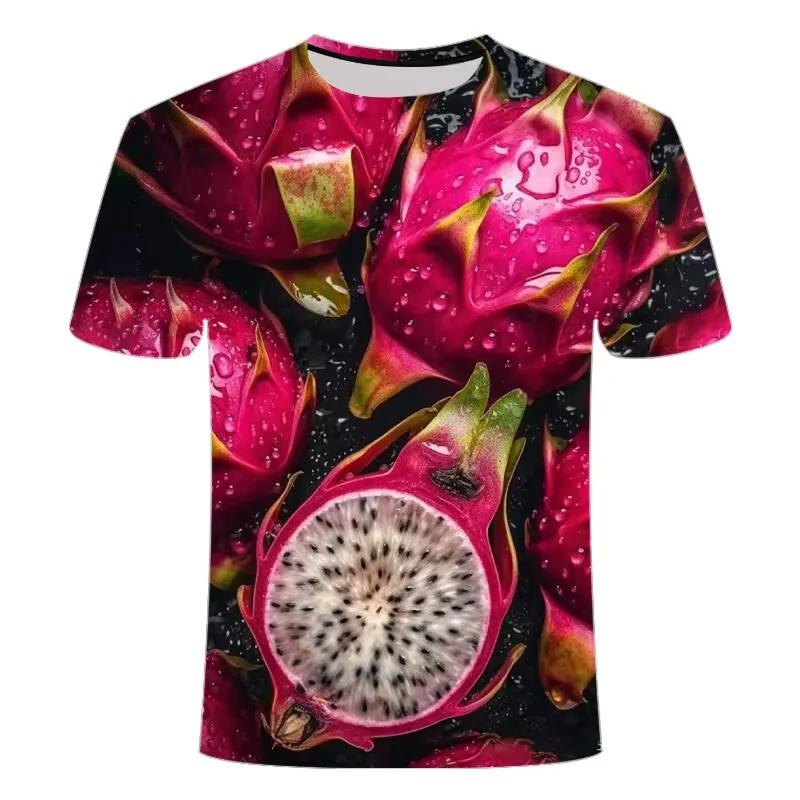 New 3D Fruits Lemon Orange Pritning T Shirt Blueberry Dragon Fruit Graphic