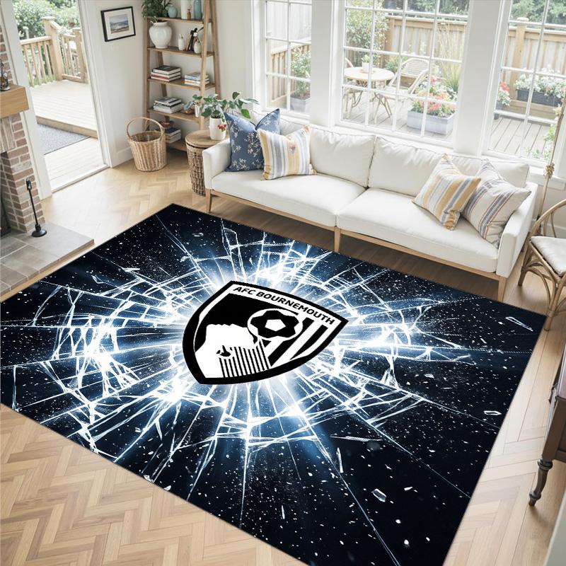Bournemouth Football Design Crystal Velvet Carpet Cozy Non?Slip Printed Rug For Bedroom Living Room Entrance
