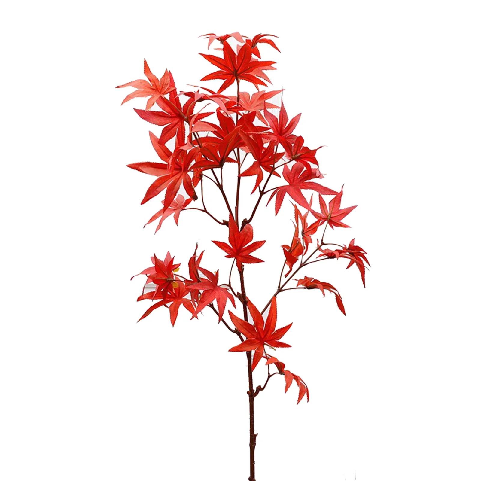 83cm Length Simulated Maple Leaves Stems Lifelike Artificial Maple Branch Vase Plant Flower Ornament For Home Decoration