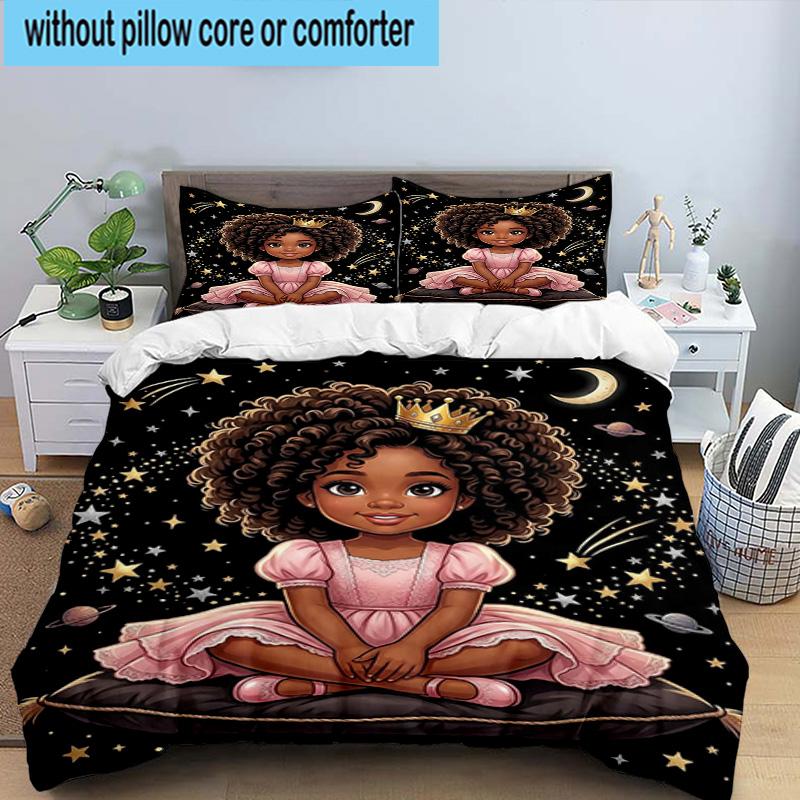 Galactic Princess Adventure 3pcs Bedding,Including 1pc Duvet Cover And 2pcs Pillowcases Perfect for Christmas,Ideal for Bedroom, Dormitory