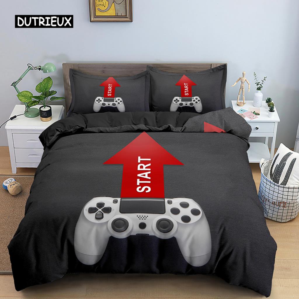 Game Handle Bedding Set Luxury Duvet Cover with Pillowcase Quilt Cover Queen King Bedding Cartoons Kids Boys Bed Cover Set Green