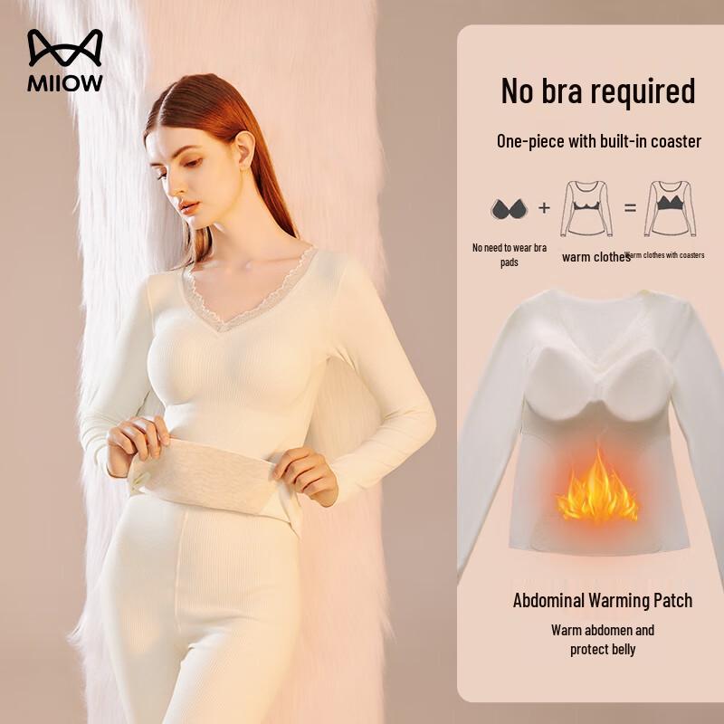 

Женский термобазовый слой из шерсти и шелка Maoren со встроенным бюстгальтером M