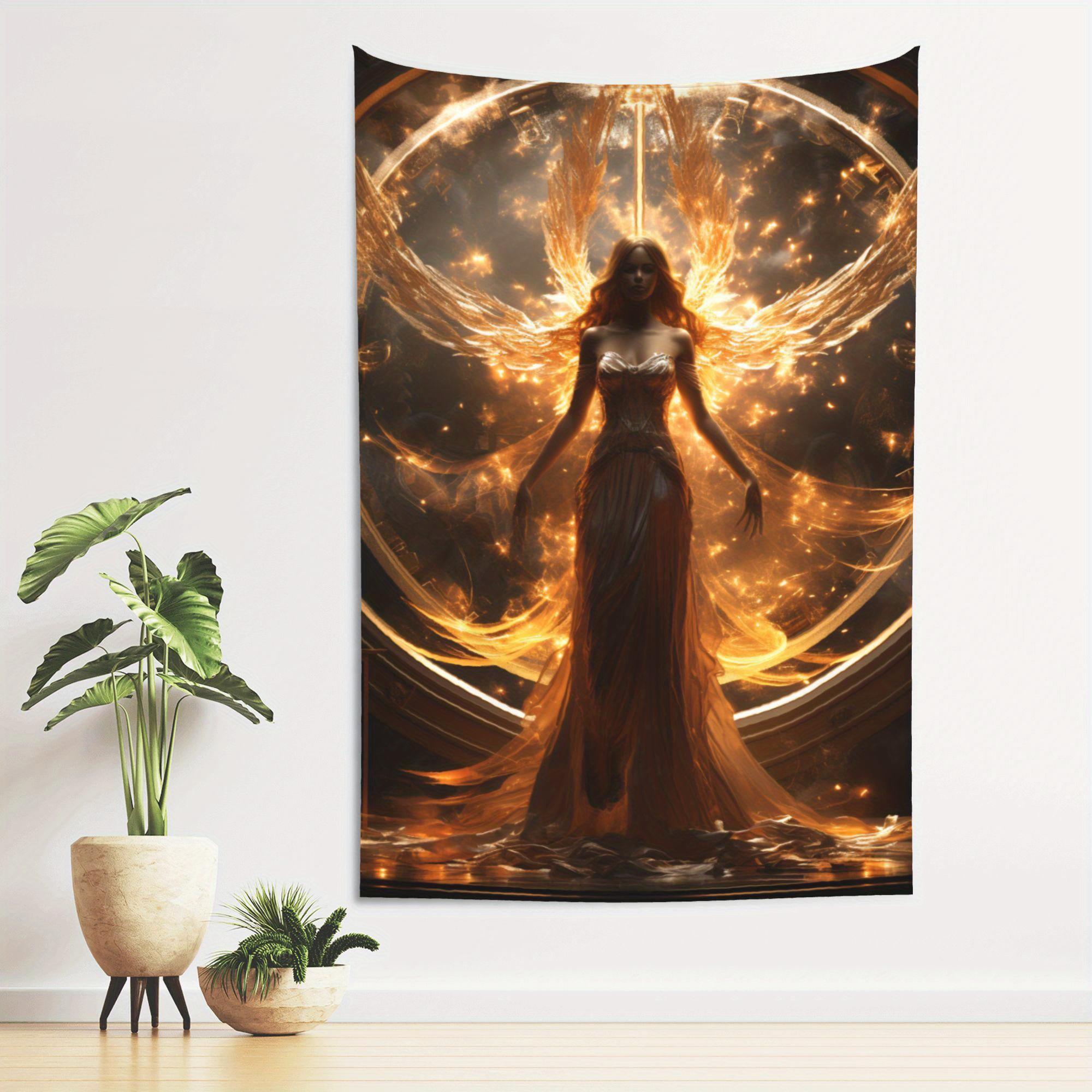 

Divine Angel Tapestry Radiant Wings Golden Glow Celestial Beauty Spiritual Aura for Ethereal and Inspiring Home Decor 74x94cm(29x37in)